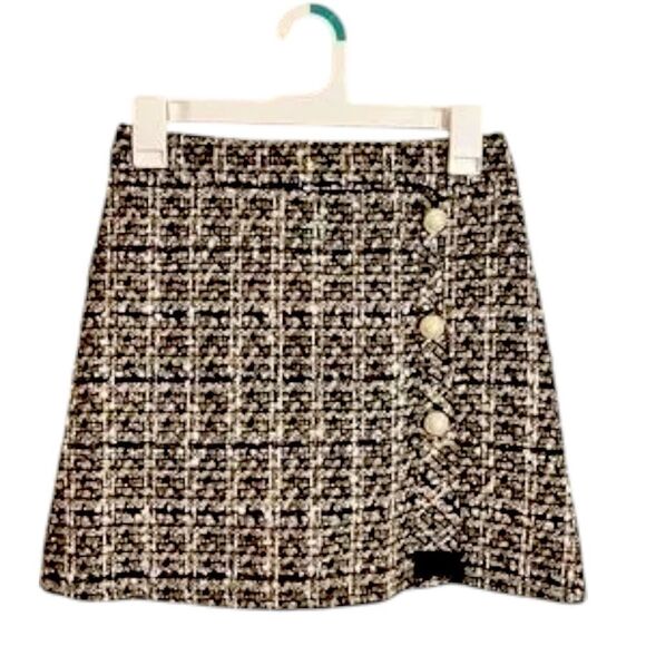 J.ING Tweed Pearl Button Mini Skort Skirt – XS Lined Black Shorts - Picture 10 of 10